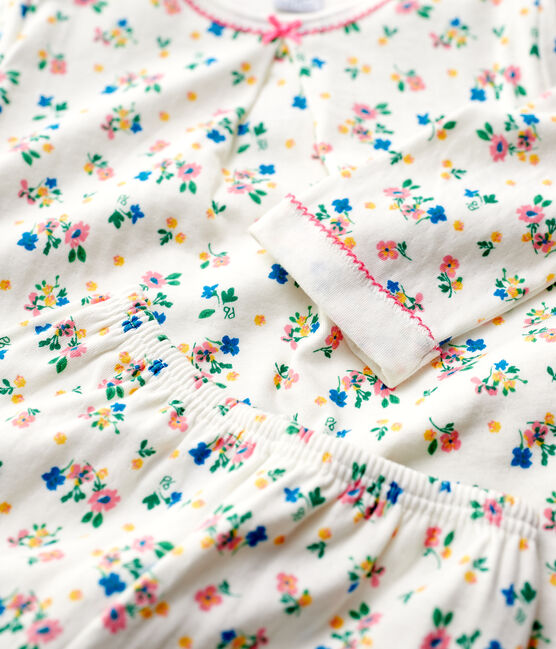 Girls' Floral Print Tube Knit Pyjamas MARSHMALLOW white/MULTICO white